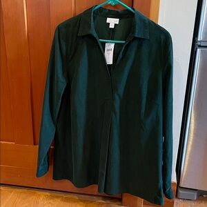 J. Jill NWT Deep Green Corduroy Top